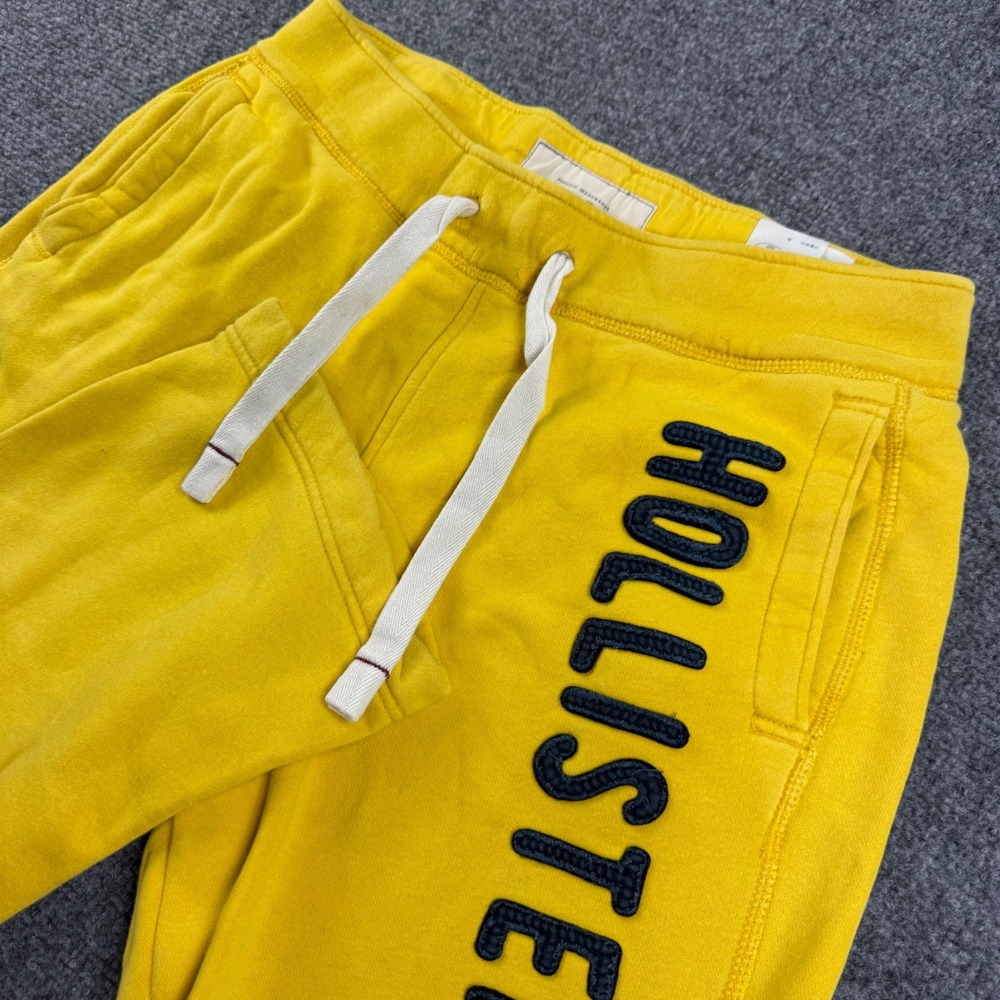 Hollister Sweatpants Small Yellow Logo Fleece Drawstring Mens